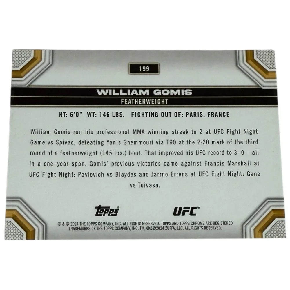 William‎ Gomis Rookie RC 2024 Topps Chrome UFC Base #199
